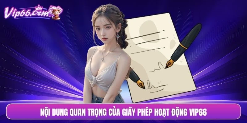 Nội dung quan trọng của giấy phép hoạt động VIP66